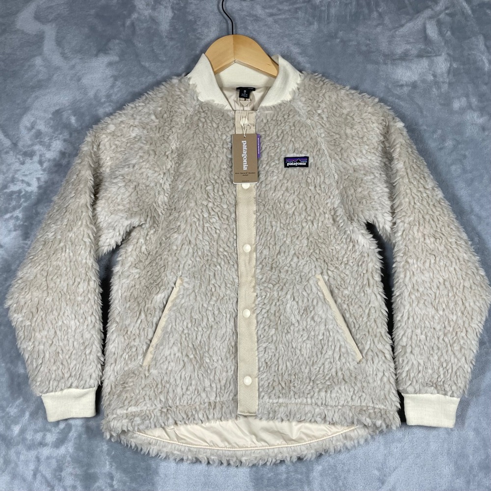 Patagonia Girls Retro-X Bomber Jacket Natural Fleece 65415 NAT Size M 10 NEW